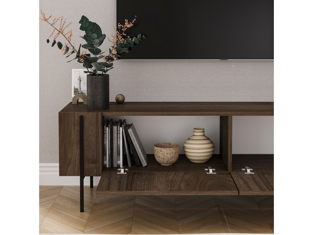 Soporte de TV de madera "Herman" - 160 x 31 x 45 cm - Marrón