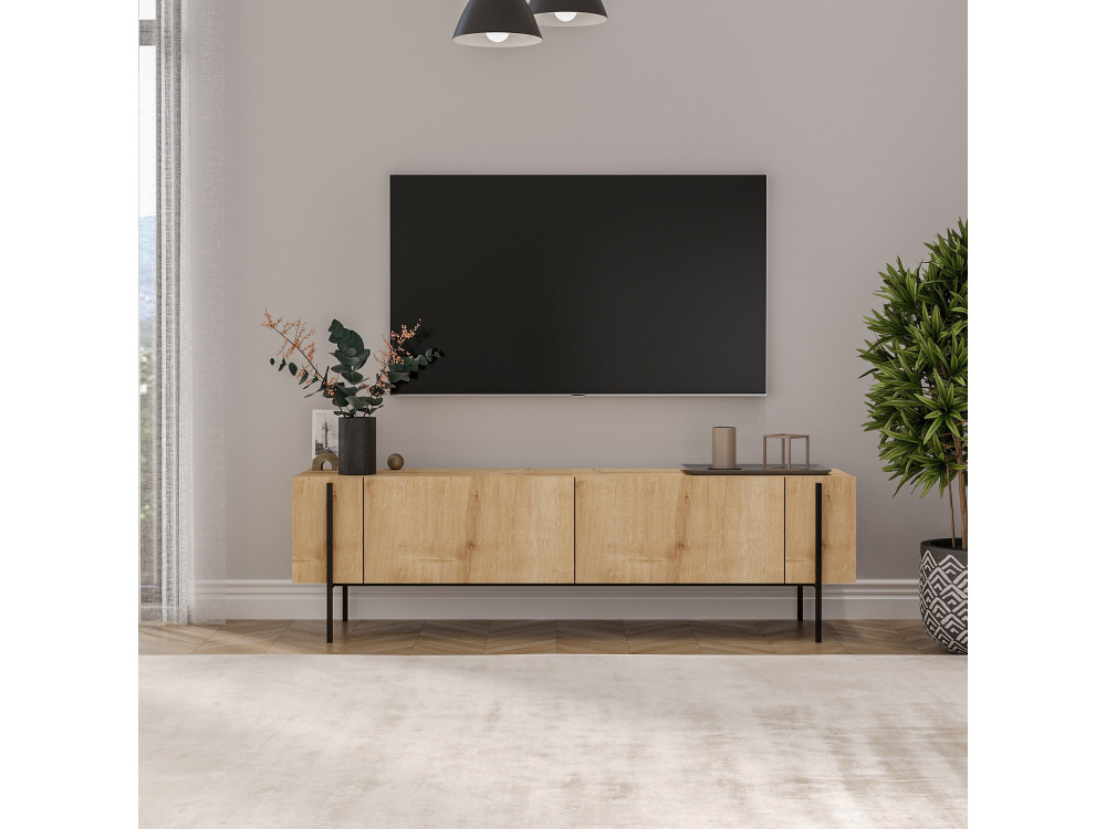 Soporte de TV de madera "Herman" - 160 x 31 x 45 cm - Beige