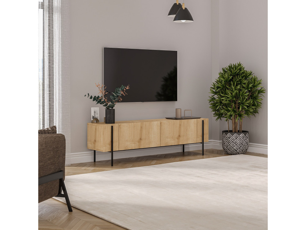 Soporte de TV de madera "Herman" - 160 x 31 x 45 cm - Beige