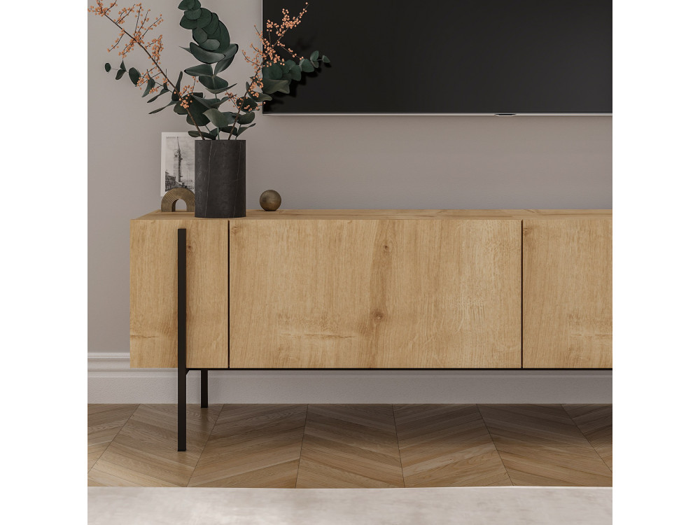 Soporte de TV de madera "Herman" - 160 x 31 x 45 cm - Beige