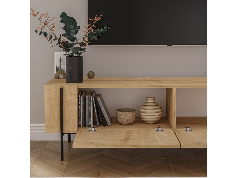 Soporte de TV de madera "Herman" - 160 x 31 x 45 cm - Beige