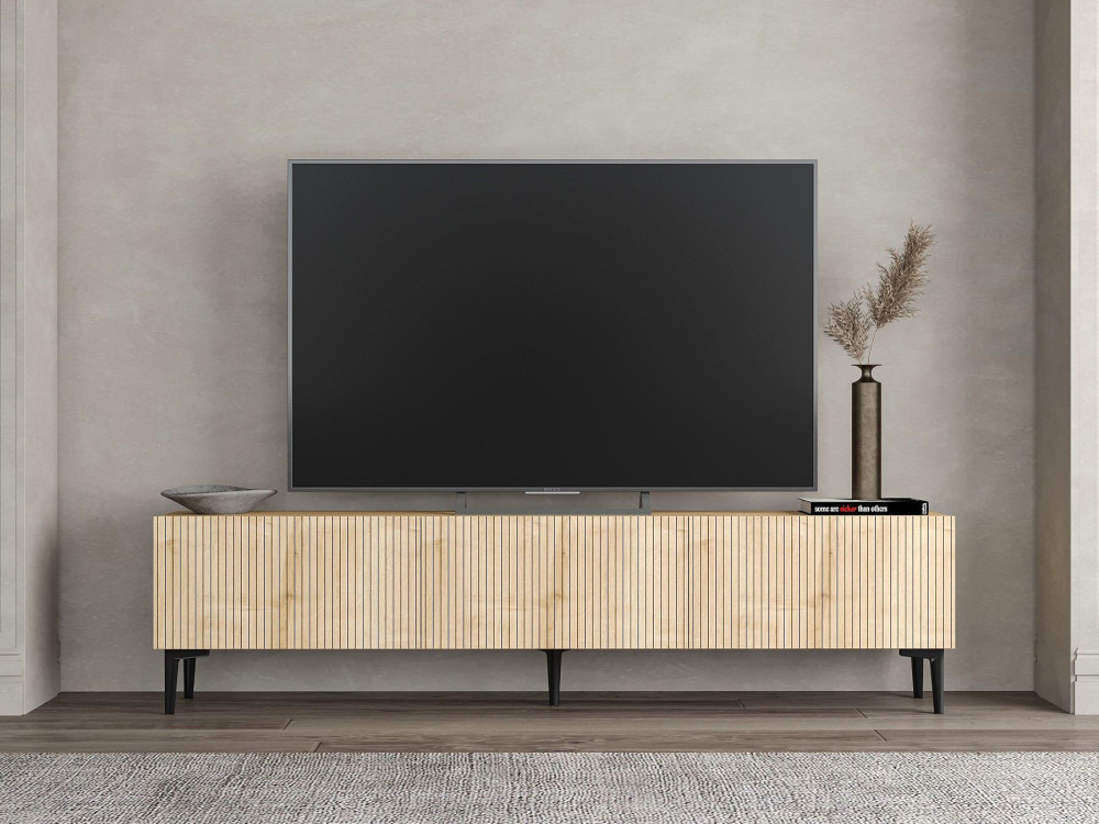 Soporte de TV de madera "Oscar" - 180 x 31 x 45 cm - Marrón claro