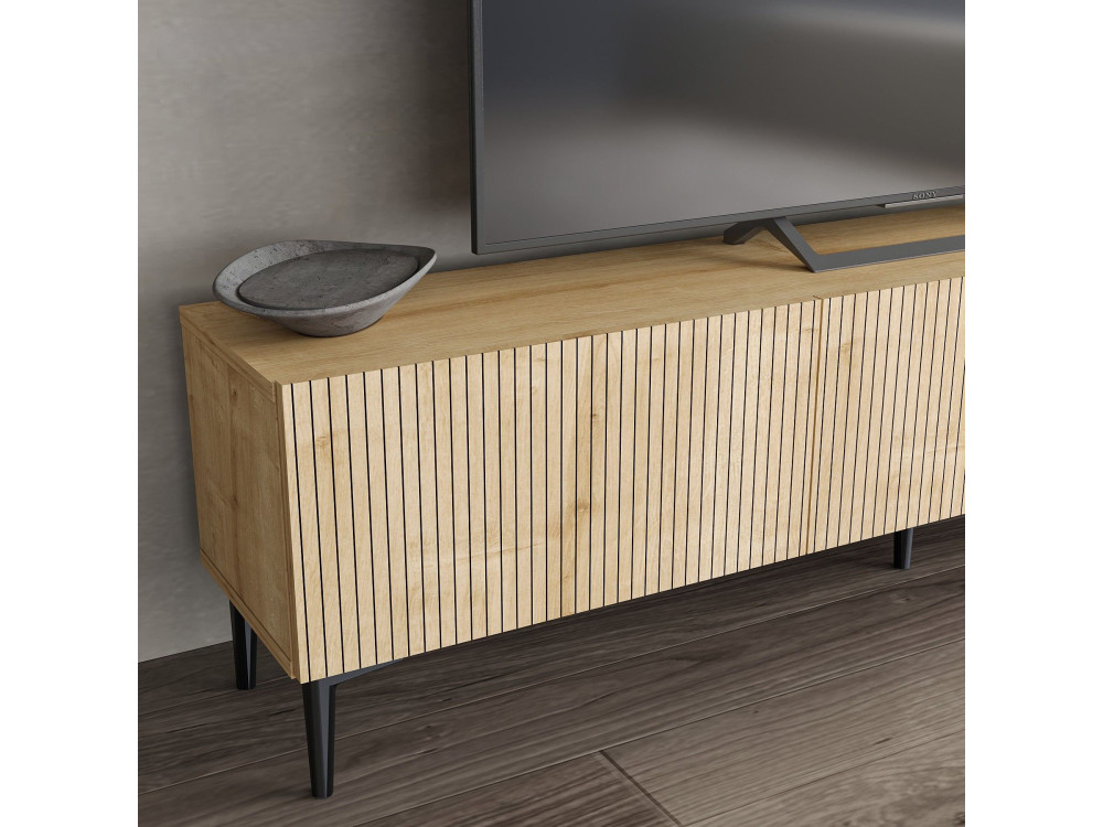Soporte de TV de madera "Oscar" - 180 x 31 x 45 cm - Marrón claro