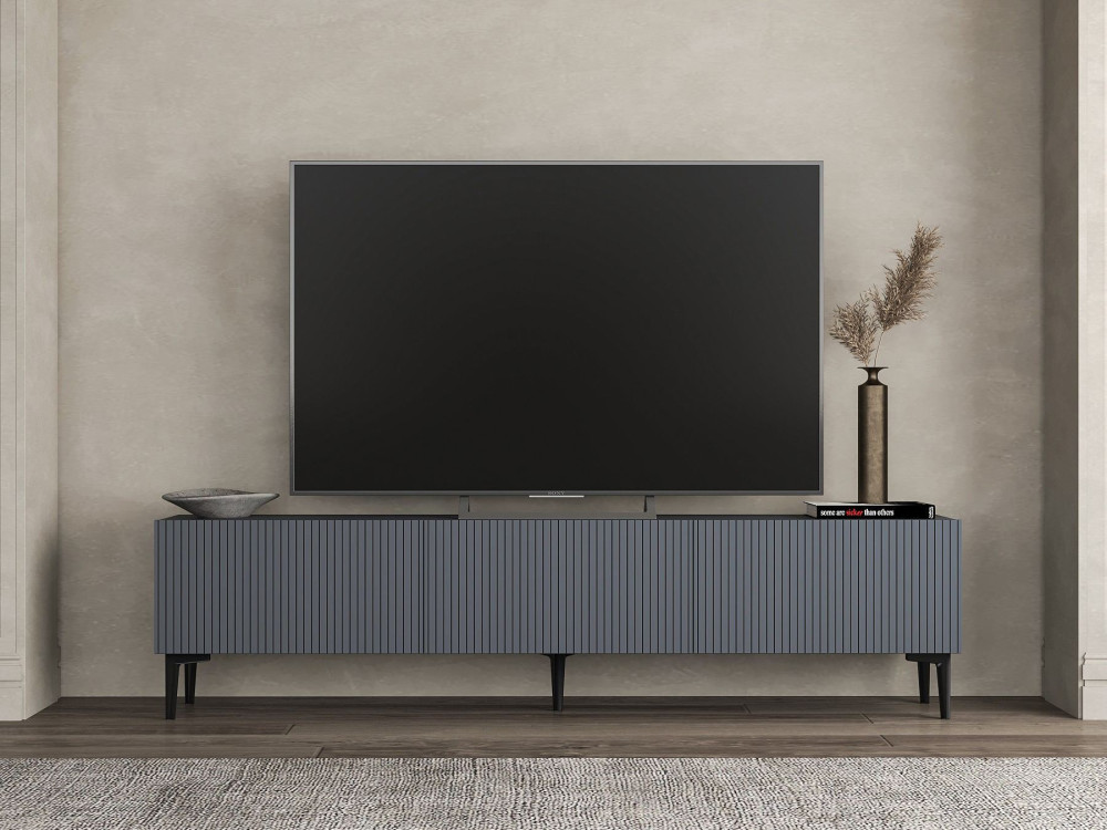 Soporte de TV de madera "Oscar" - 180 x 31 x 45 cm - Gris antracita