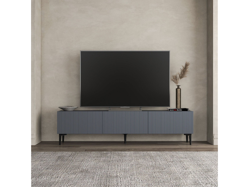 Soporte de TV de madera "Oscar" - 180 x 31 x 45 cm - Gris antracita