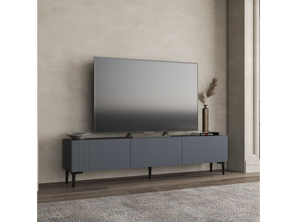 Soporte de TV de madera "Oscar" - 180 x 31 x 45 cm - Gris antracita