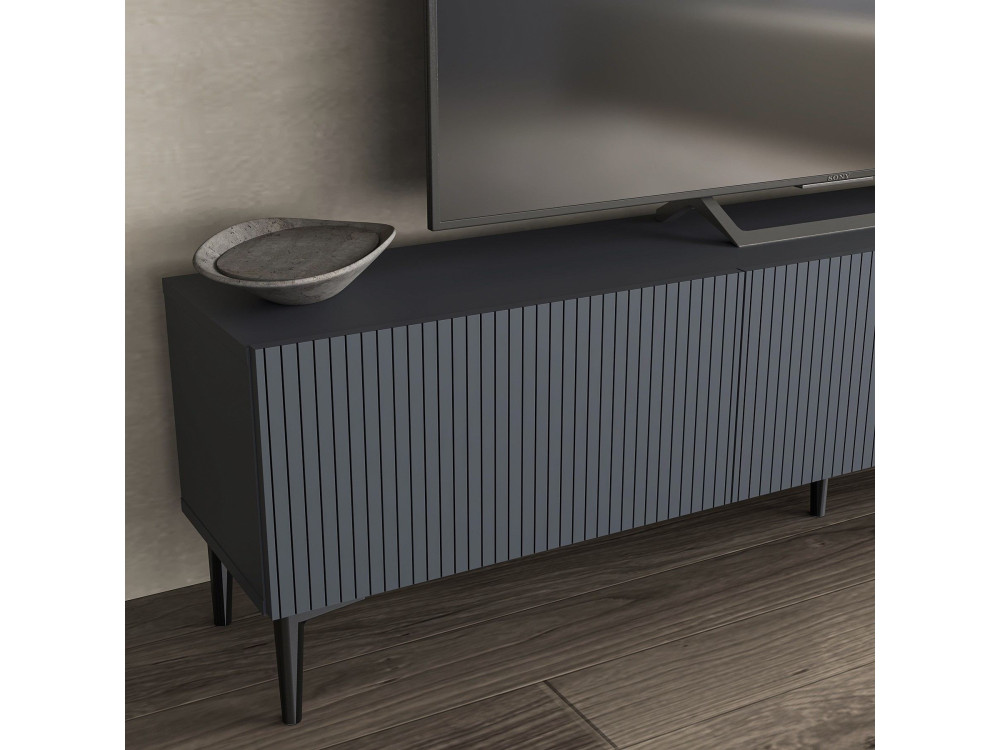 Soporte de TV de madera "Oscar" - 180 x 31 x 45 cm - Gris antracita