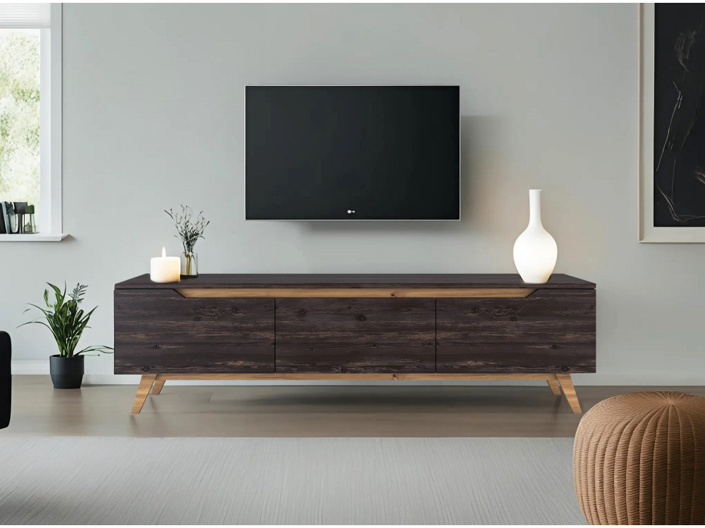 Soporte de TV de madera "Digi" - 180 x 35 x 48 cm - Negro