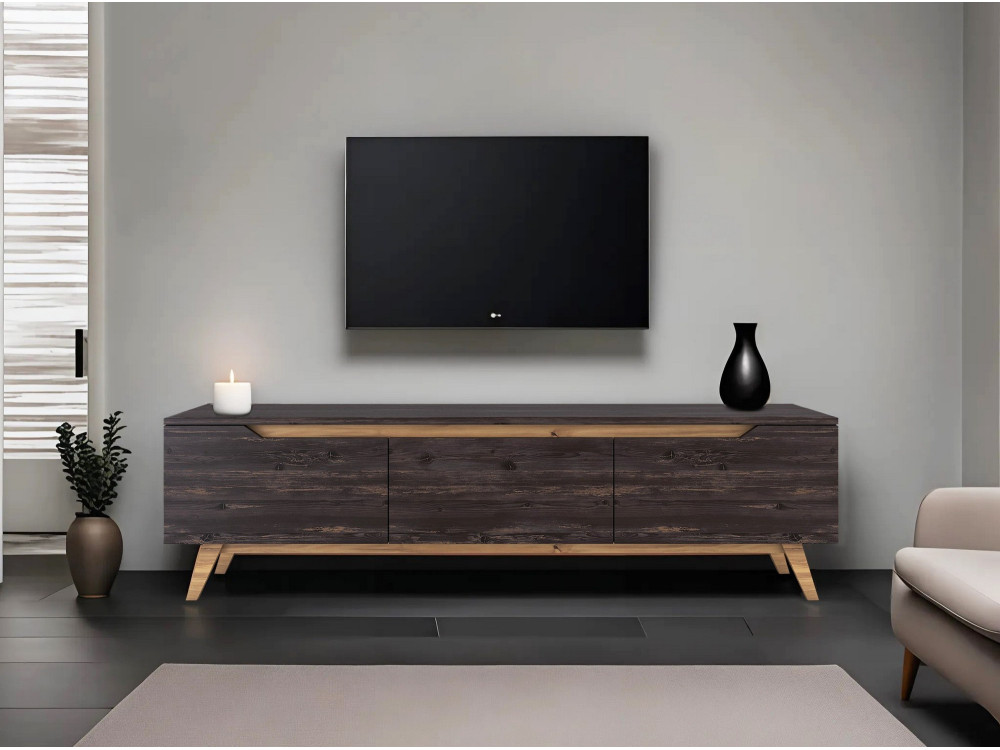 Soporte de TV de madera "Digi" - 180 x 35 x 48 cm - Negro