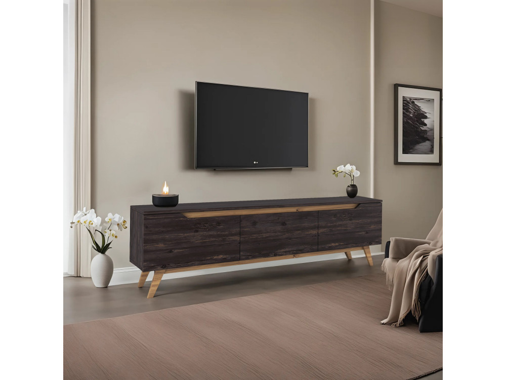 Soporte de TV de madera "Digi" - 180 x 35 x 48 cm - Negro
