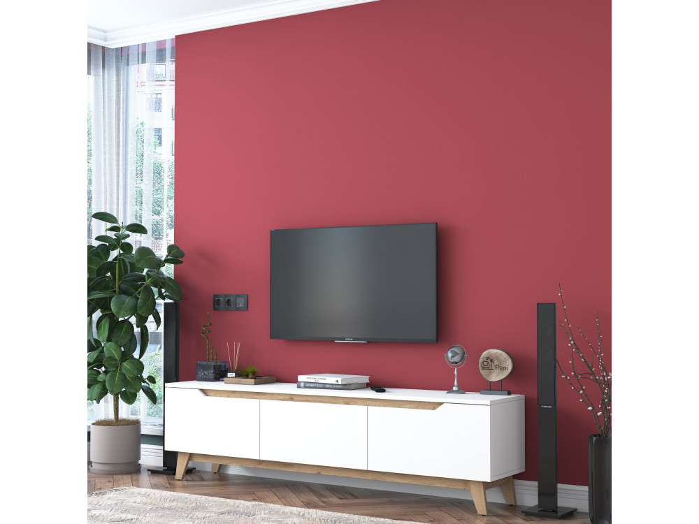 Soporte de TV de madera "Digi" - 180 x 35 x 48 cm - Beige