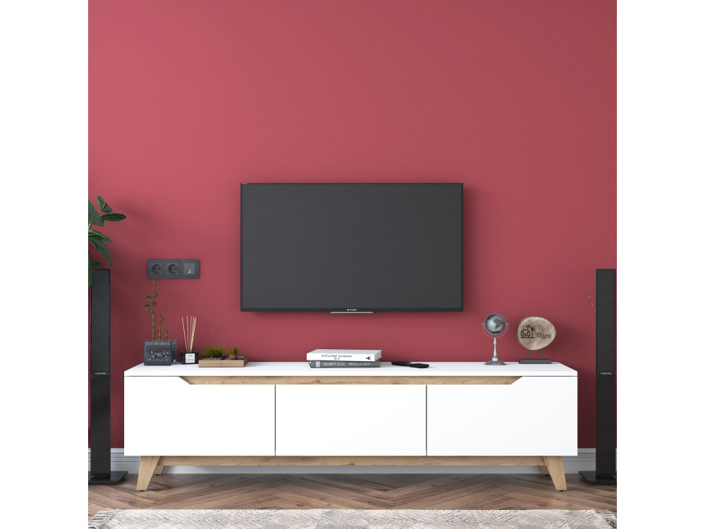 Soporte de TV de madera "Digi" - 180 x 35 x 48 cm - Beige