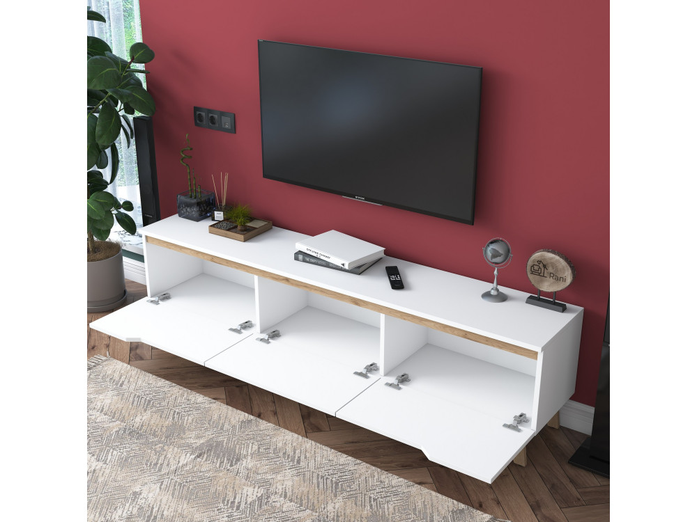 Soporte de TV de madera "Digi" - 180 x 35 x 48 cm - Beige