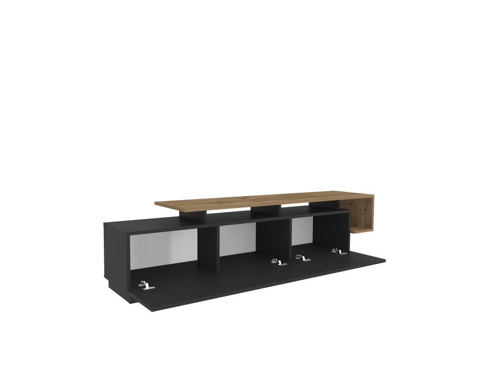 Soporte de TV de madera "Basak" - 180 x 40 x 46 cm - Negro