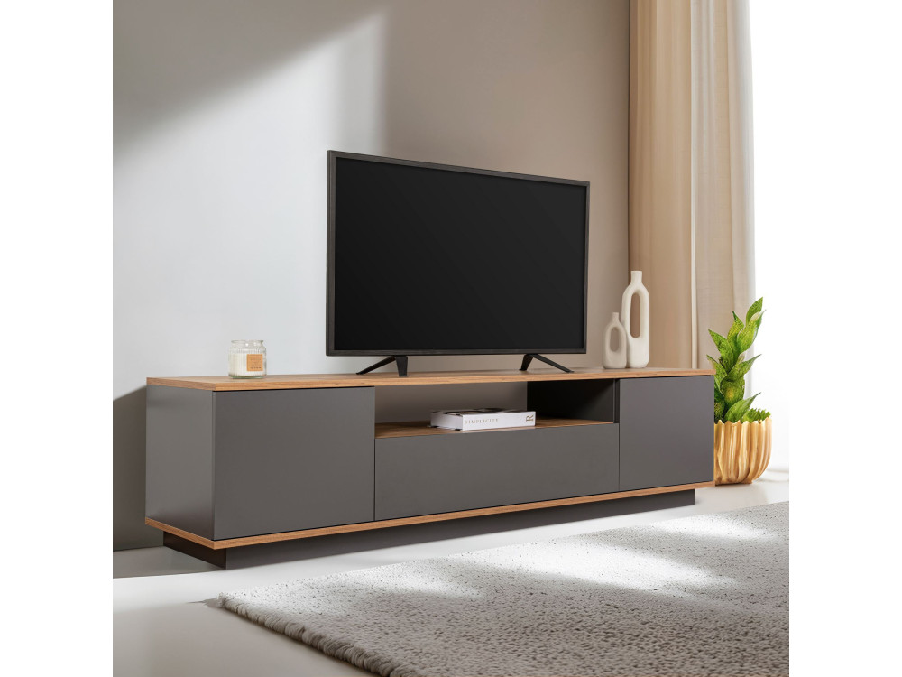 Soporte de TV de madera "Veramont" - 180 x 44 x 44 cm - Gris antracita