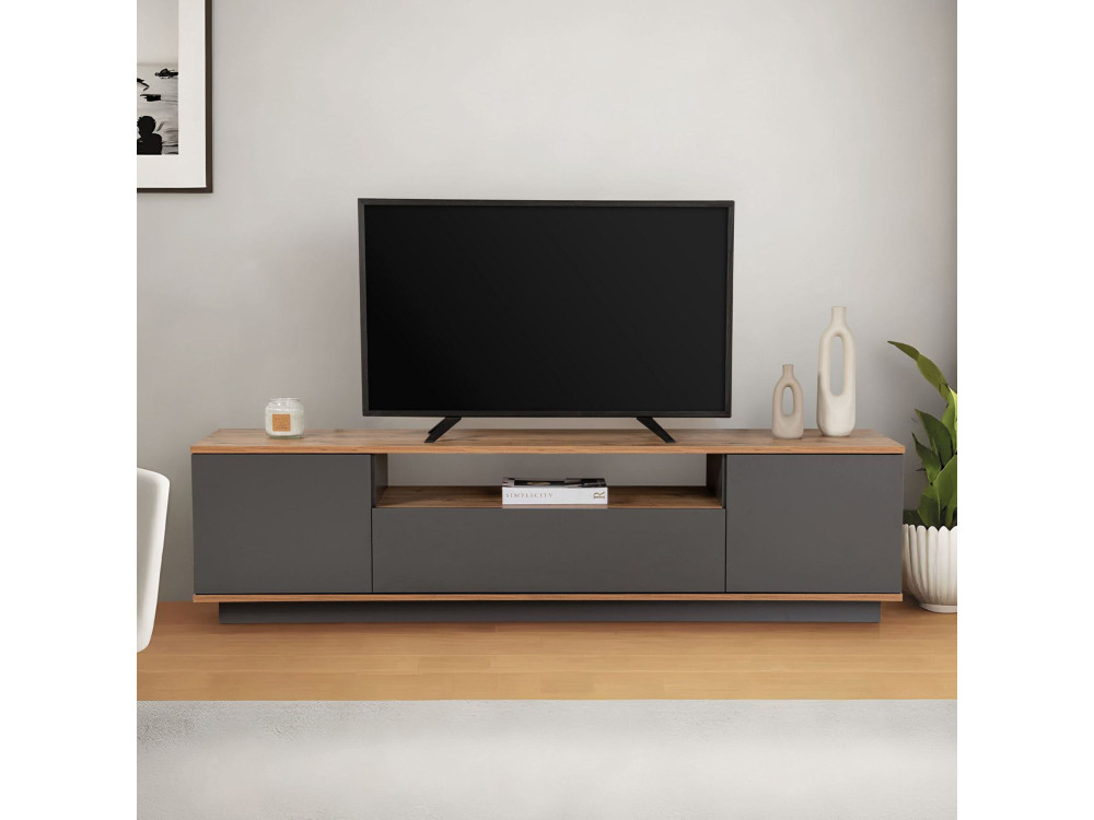 Soporte de TV de madera "Veramont" - 180 x 44 x 44 cm - Gris antracita