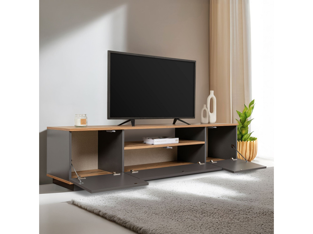 Soporte de TV de madera "Veramont" - 180 x 44 x 44 cm - Gris antracita
