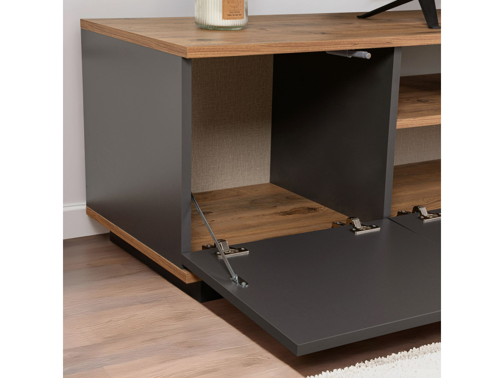 Soporte de TV de madera "Veramont" - 180 x 44 x 44 cm - Gris antracita