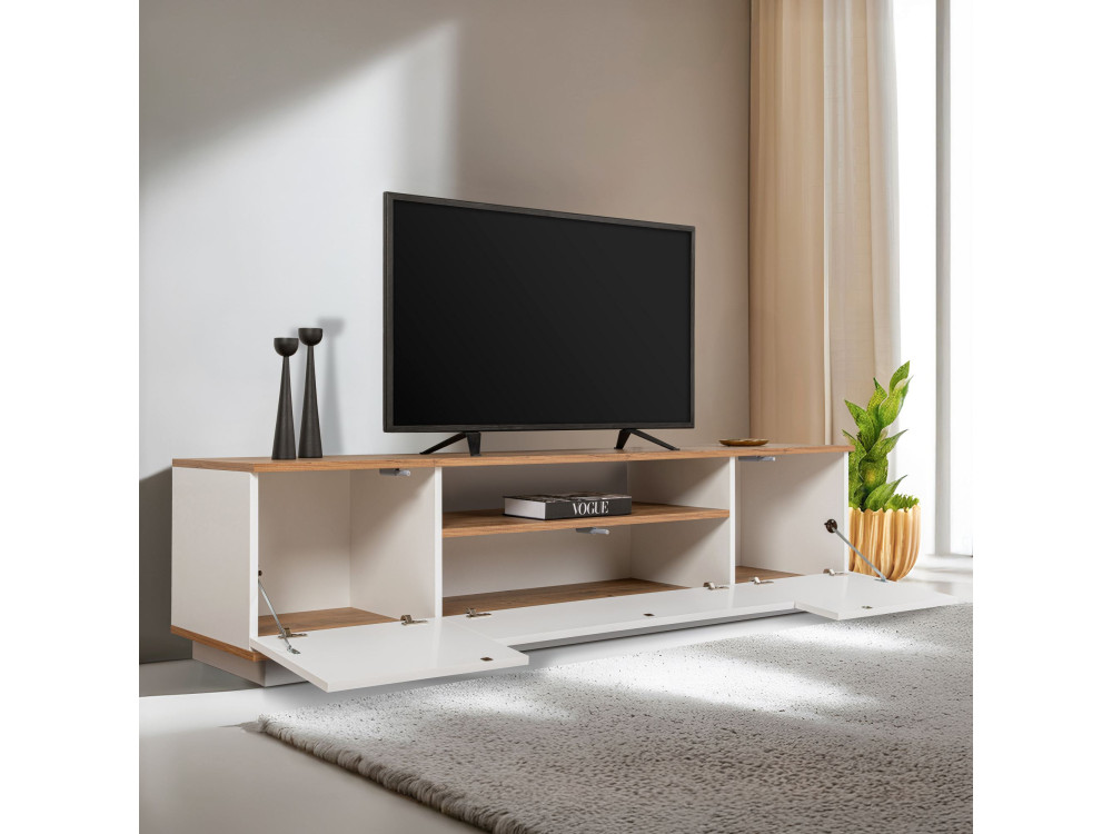 Soporte de TV de madera "Veramont" - 180 x 44 x 44 cm - Marrón