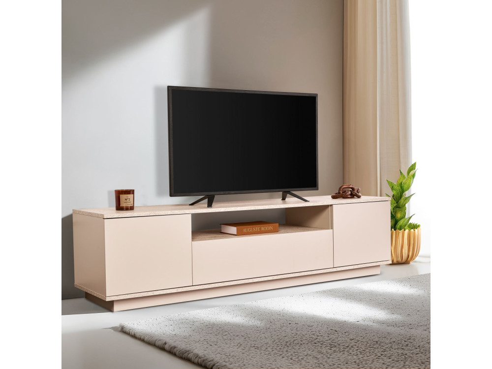Soporte de TV de madera "Veramont" - 180 x 44 x 44 cm - Beige