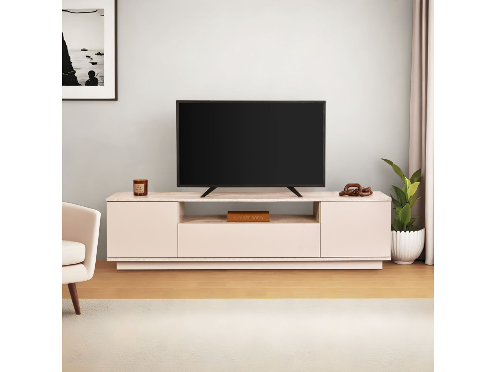 Soporte de TV de madera "Veramont" - 180 x 44 x 44 cm - Beige