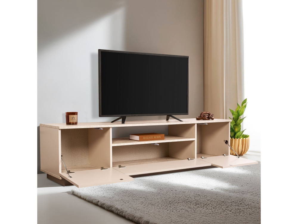 Soporte de TV de madera "Veramont" - 180 x 44 x 44 cm - Beige