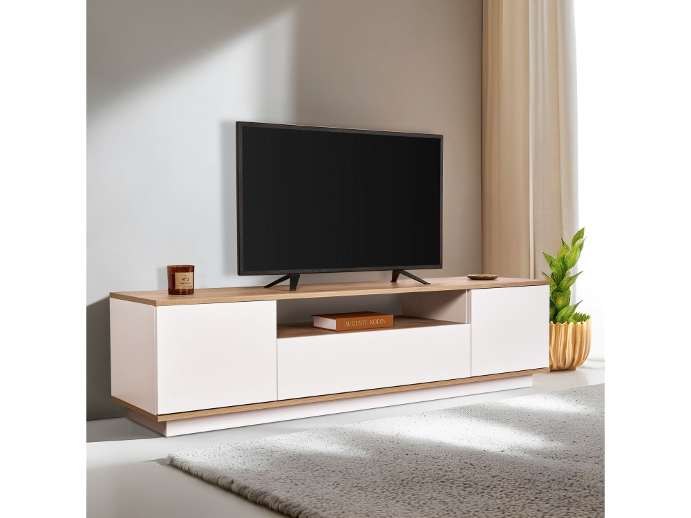 Soporte de TV de madera "Veramont" - 180 x 44 x 44 cm - Marrón claro