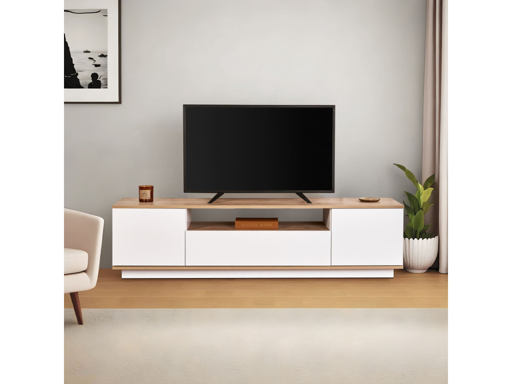 Soporte de TV de madera "Veramont" - 180 x 44 x 44 cm - Marrón claro