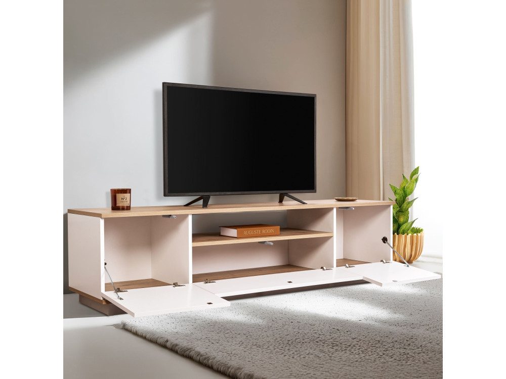 Soporte de TV de madera "Veramont" - 180 x 44 x 44 cm - Marrón claro