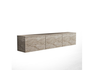 Mueble TV suspendido de madera con iluminación LED "Neon illuminated" - 160 x 32 x 35 cm - Travertino