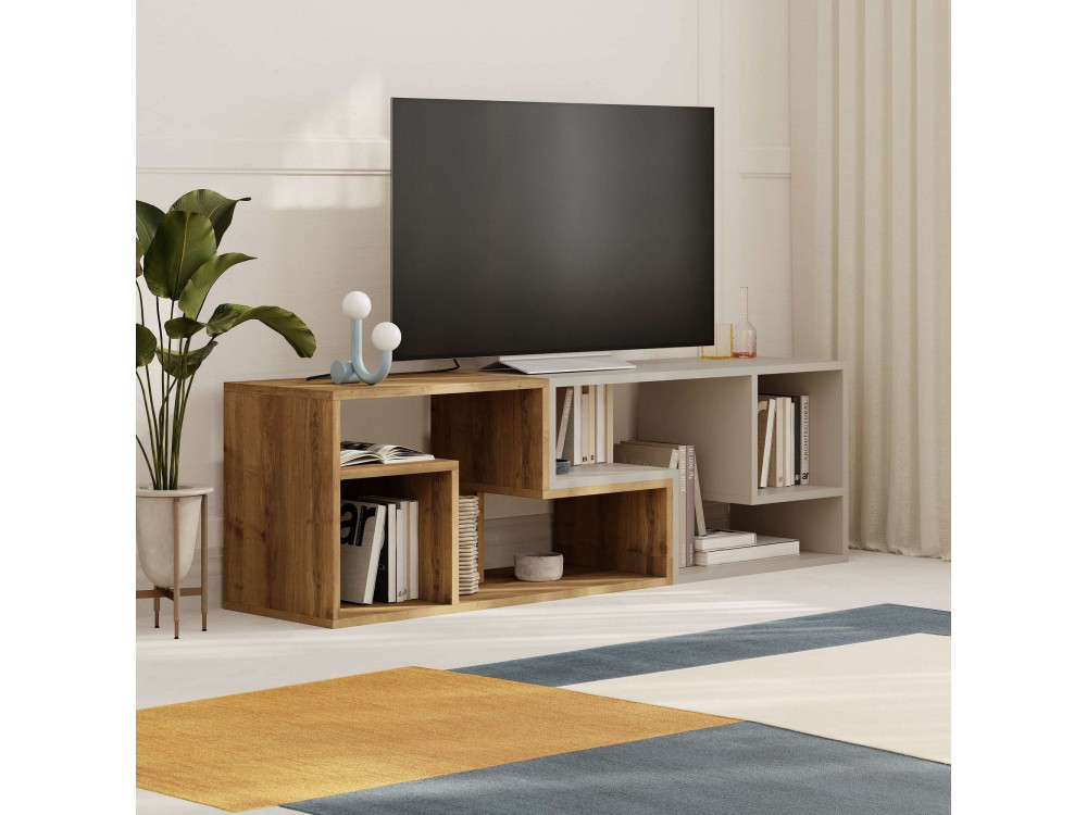 Mueble TV modular de madera "Glis" - 145 x 35 x 44 cm - Beige
