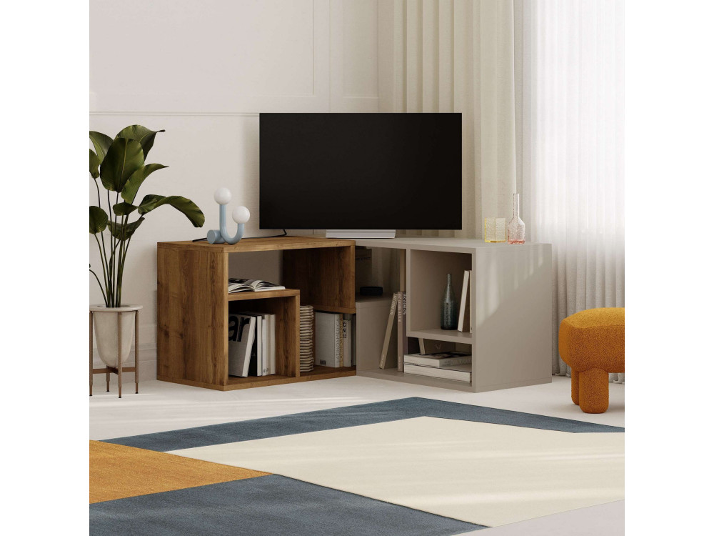 Mueble TV modular de madera "Glis" - 145 x 35 x 44 cm - Beige