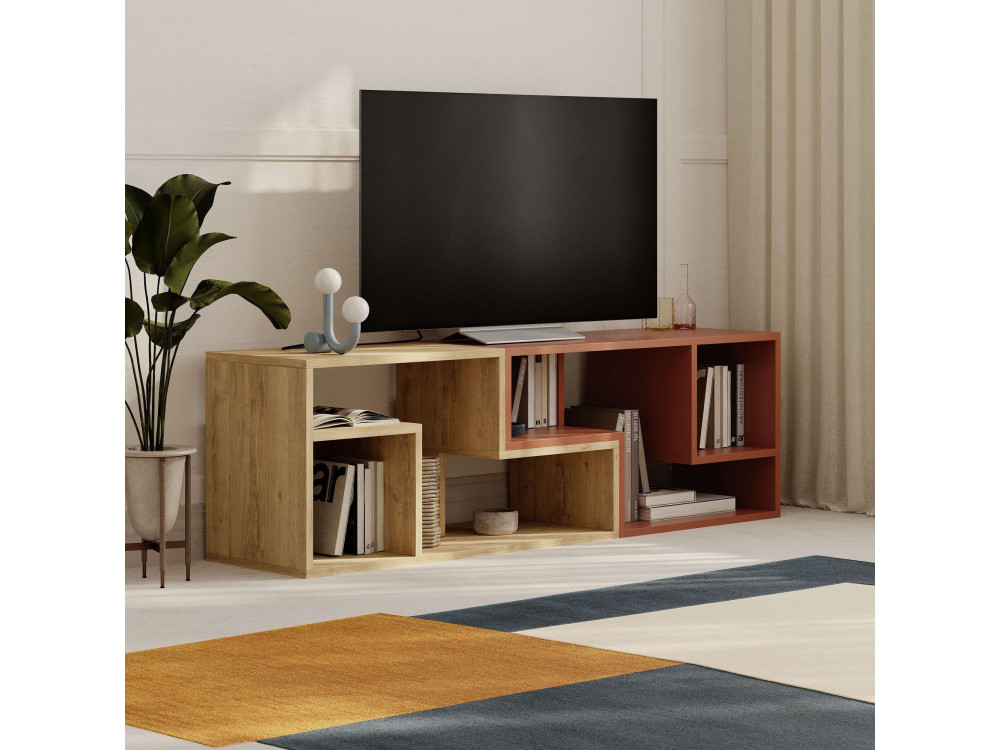 Mueble TV modular de madera "Glis" - 145 x 35 x 44 cm - Terracota