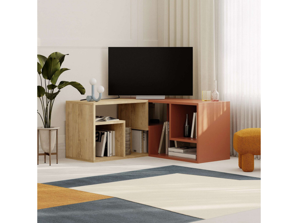 Mueble TV modular de madera "Glis" - 145 x 35 x 44 cm - Terracota