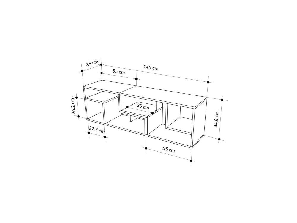 Mueble TV modular de madera "Glis" - 145 x 35 x 44 cm - Terracota