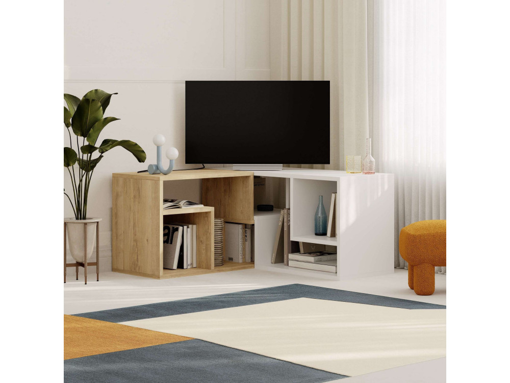 Mueble TV modular de madera "Glis" - 145 x 35 x 44 cm - Blanco