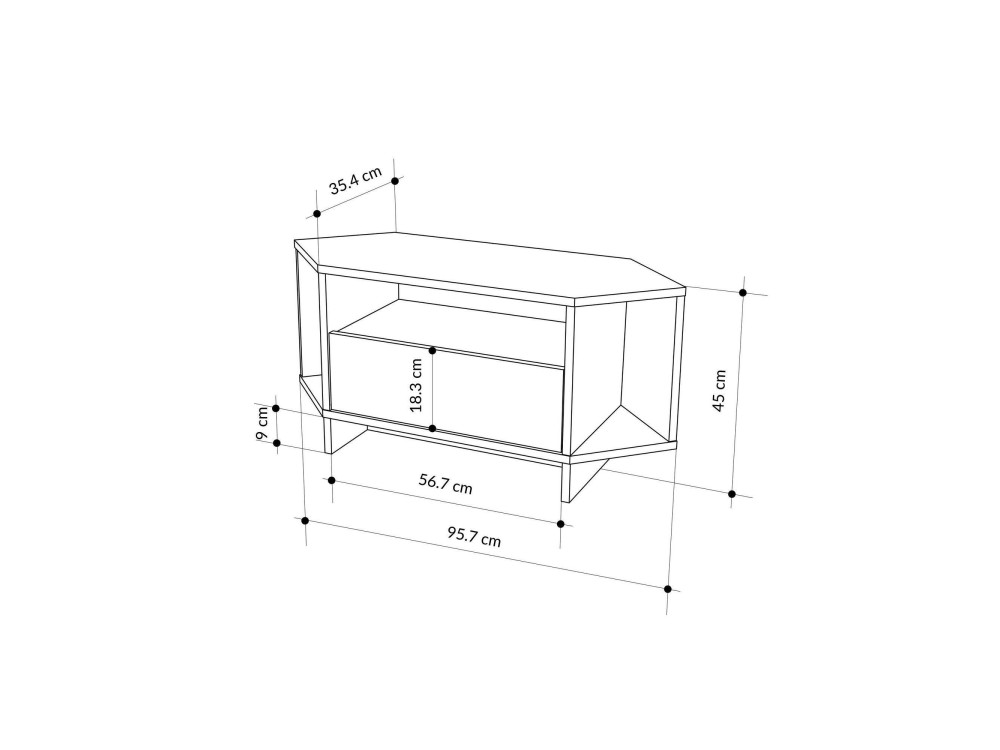 Soporte de TV de madera "Viva" - 95 x 35 x 45 cm - Marrón