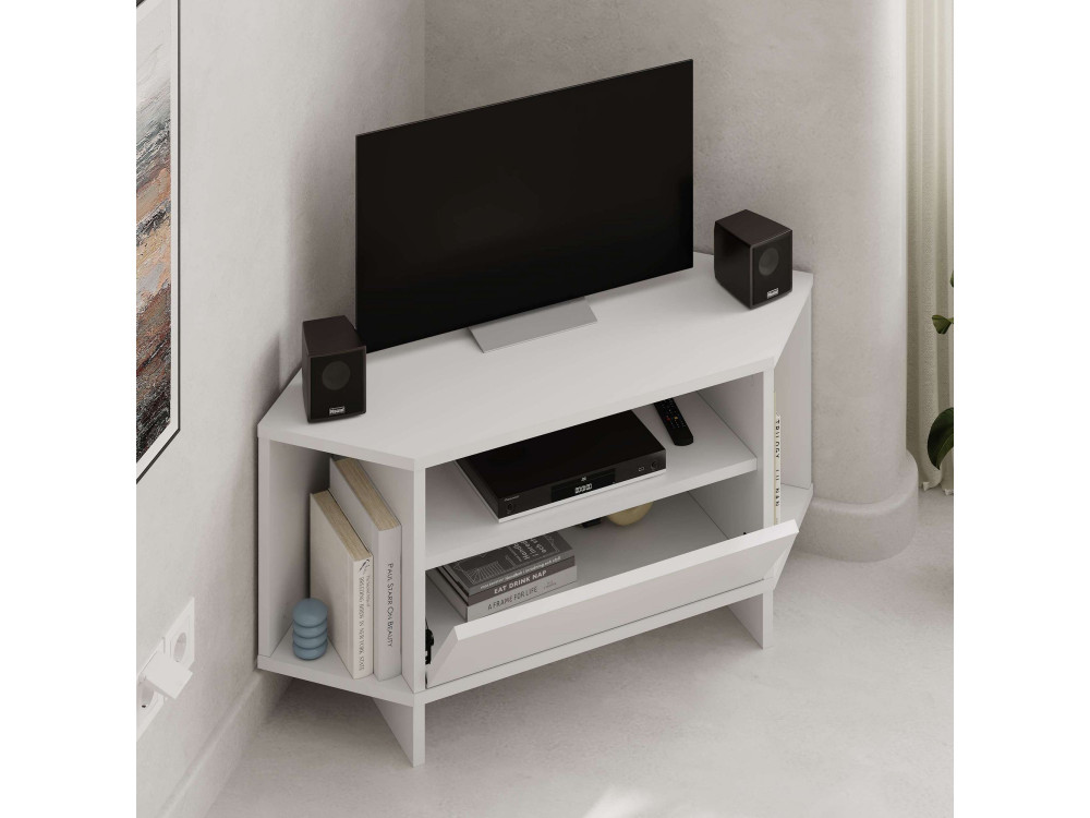 Soporte de TV de madera "Viva" - 95 x 35 x 45 cm - Blanco
