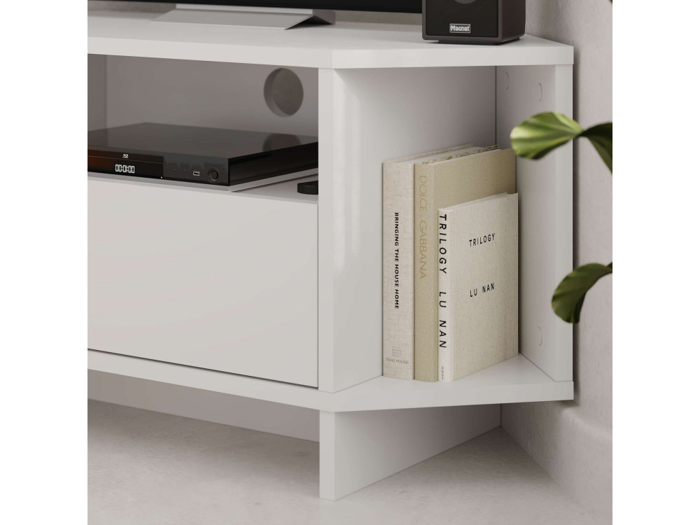 Soporte de TV de madera "Viva" - 95 x 35 x 45 cm - Blanco