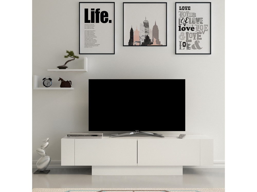 Soporte de TV de madera "Matera" - 150 x 31 x 41 cm - Blanco