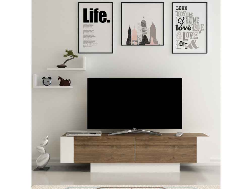 Soporte de TV de madera "Matera" - 150 x 31 x 41 cm - Marrón