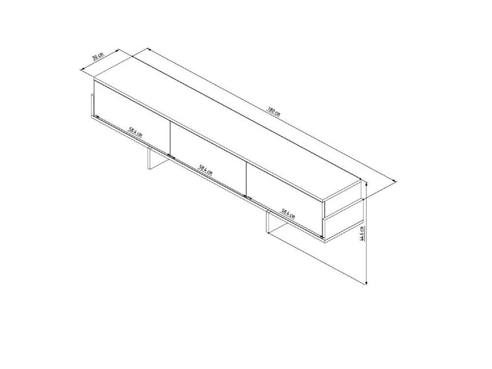 Soporte de TV de madera "Hege" - 180 x 30 x 44 cm - Marrón