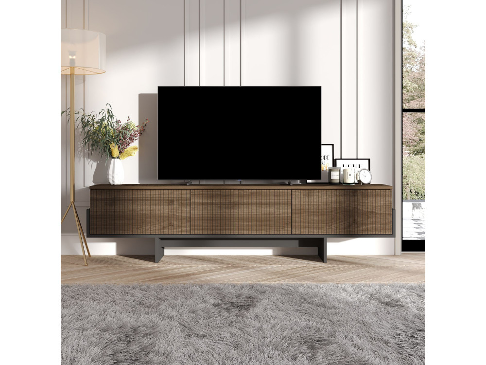 Soporte de TV de madera "Hege" - 180 x 30 x 44 cm - Negro