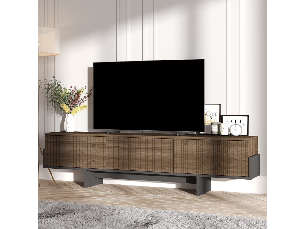 Soporte de TV de madera "Hege" - 180 x 30 x 44 cm - Negro