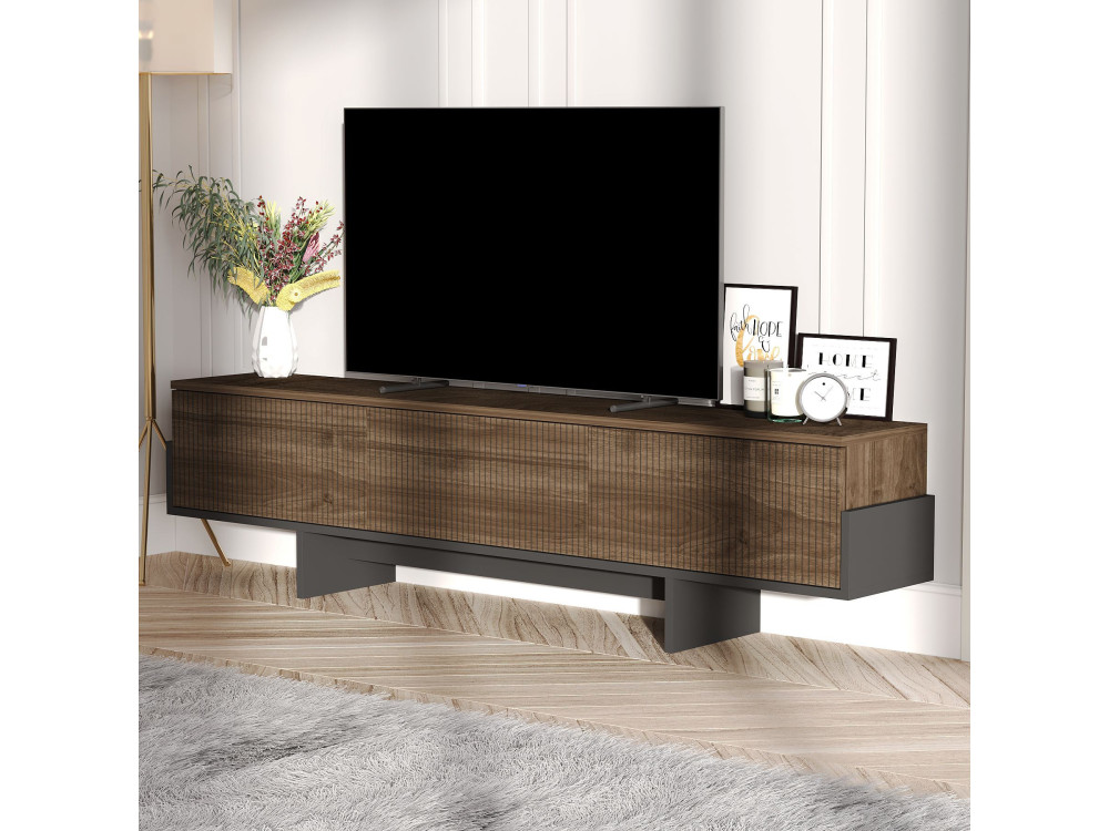 Soporte de TV de madera "Hege" - 180 x 30 x 44 cm - Negro
