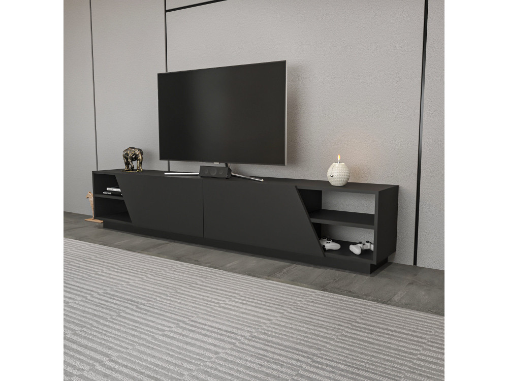 Soporte de TV de madera "Rhodes" - 240 x 37 x 47 cm - Gris antracita