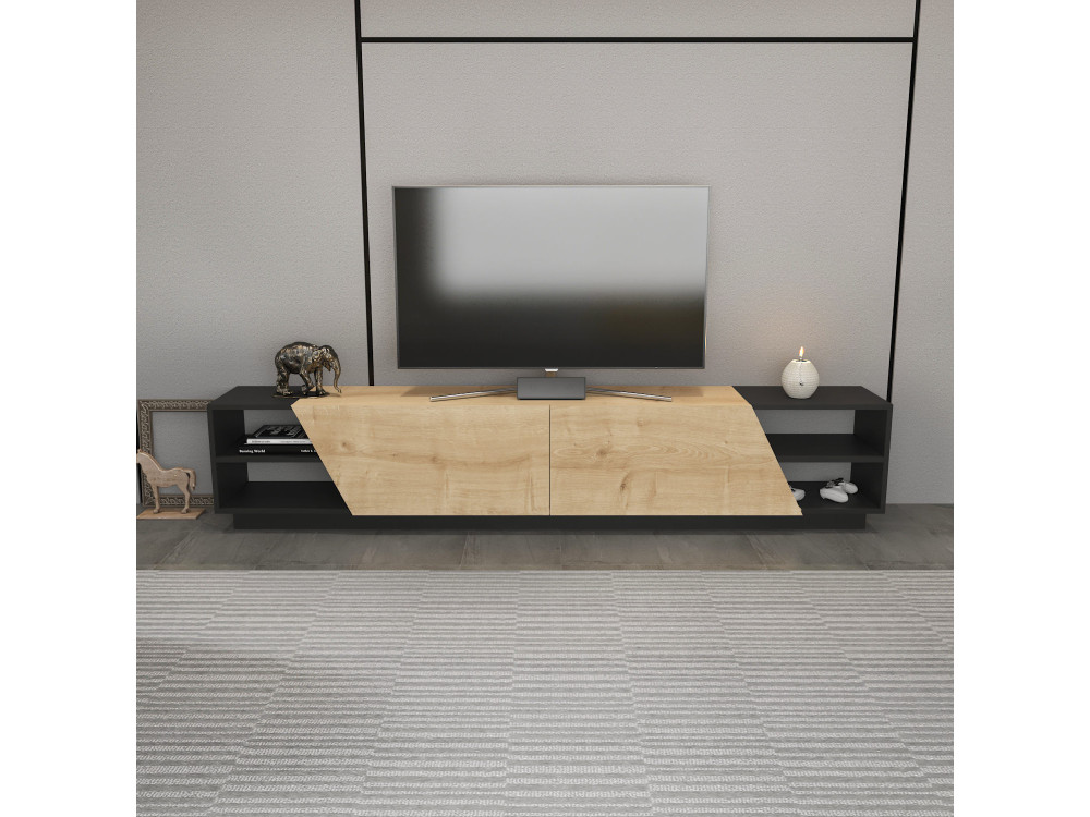 Soporte de TV de madera "Rhodes" - 240 x 37 x 47 cm - Beige