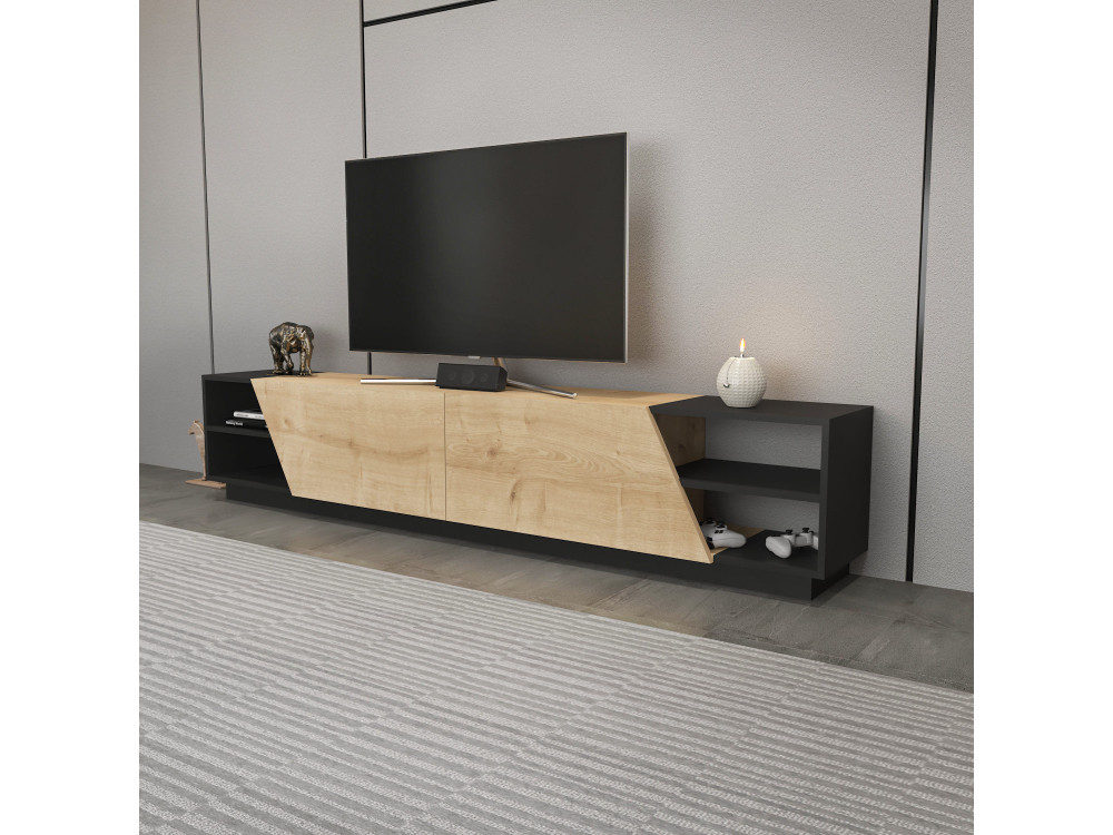Soporte de TV de madera "Rhodes" - 240 x 37 x 47 cm - Beige