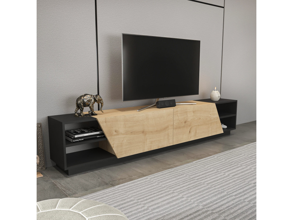 Soporte de TV de madera "Rhodes" - 240 x 37 x 47 cm - Beige
