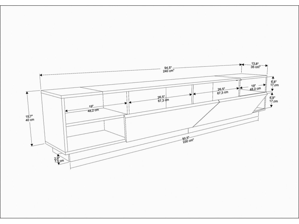 Soporte de TV de madera "Rhodes" - 240 x 37 x 47 cm - Beige